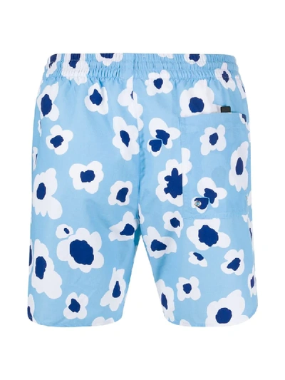Shop Sandro Poppy Print Swim Shorts In Blue