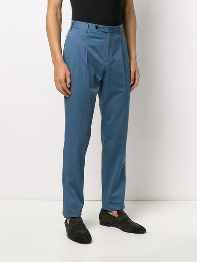 Pt01 Straight Leg Double Pleat Trousers In Blue