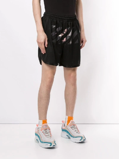 Shop Off-white Photographic-print Mesh Track Shorts In Black