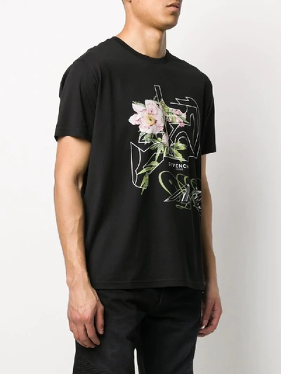 Shop Givenchy Peony Printed T-shirt In Black