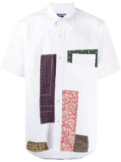 Shop Junya Watanabe Short Sleeve Patchwork Shirt In White