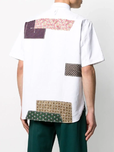 Shop Junya Watanabe Short Sleeve Patchwork Shirt In White