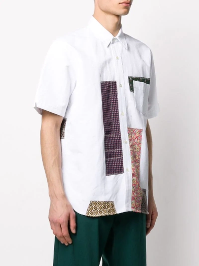 Shop Junya Watanabe Short Sleeve Patchwork Shirt In White