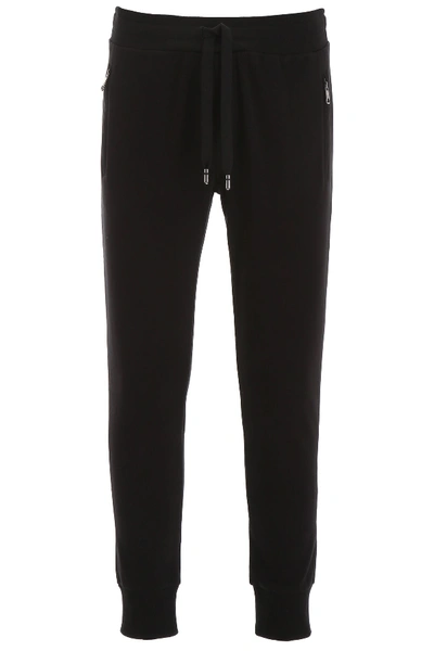 Shop Dolce & Gabbana Joggers With Embroidered Logo In Nero