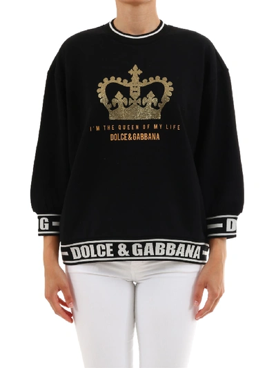 Shop Dolce & Gabbana Sweatshirt Queen In Nero