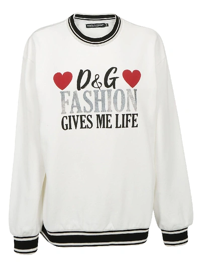 Shop Dolce & Gabbana Sweatshirt In Bianco Ottico