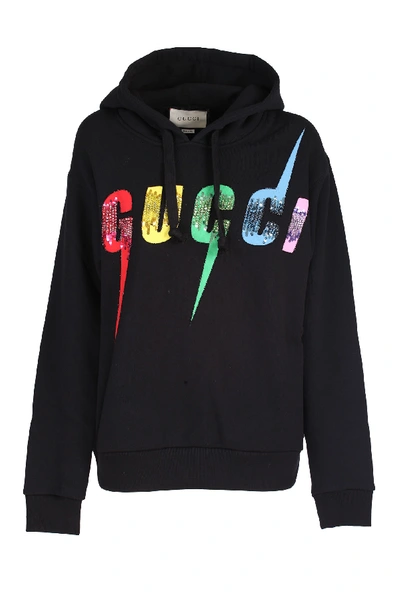 Shop Gucci Oversize Sweatshirt In Black/multicolor