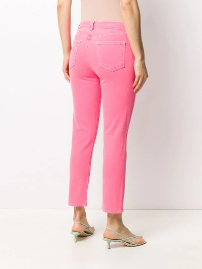 Shop J Brand Mid-rise Cropped Jeans In Pink