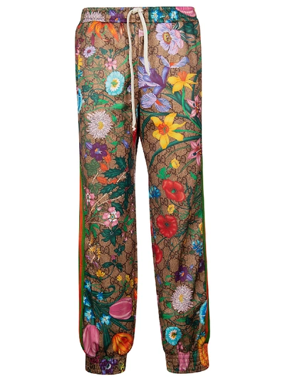 Shop Gucci Floral Printed Trousers In Vint Camel