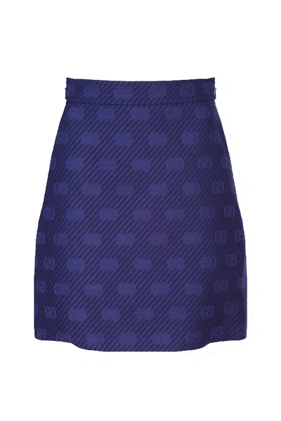 Shop Gucci Wool And Silk Skirt In Royal Bluette