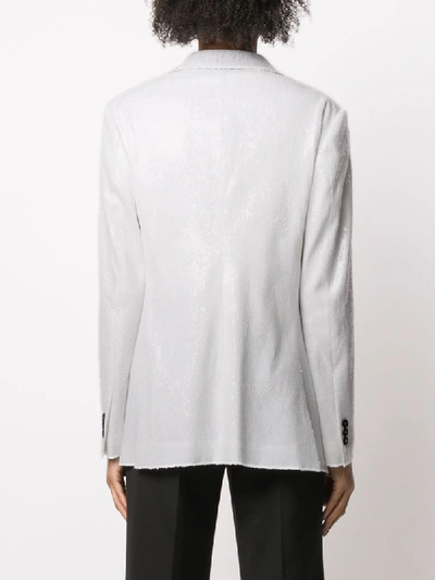 Shop Maurizio Miri Oversized Sequin Embroidered Blazer In White