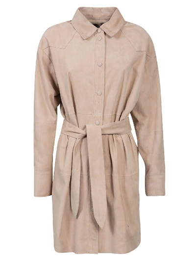 Shop Arma Belt-tie Buttoned Coat In Nougat