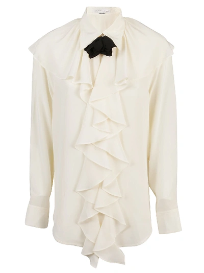 Shop Victoria Beckham Blusa Ruffle Neck In M Vanilla