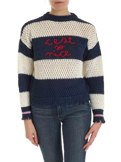 Shop Pinko Sweater In Blu/bianco/lilla/rosso