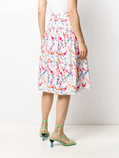 Shop Hvn Candy Print Pleated Skirt In White