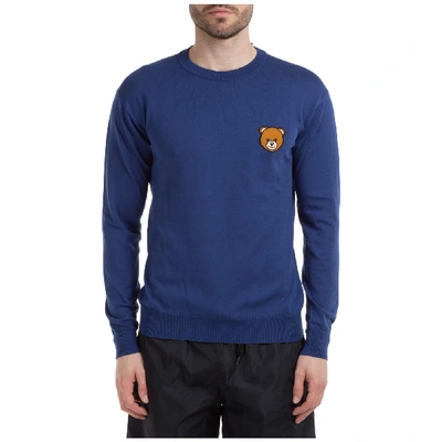 Shop Moschino Teddy Bear Sweater In Blu