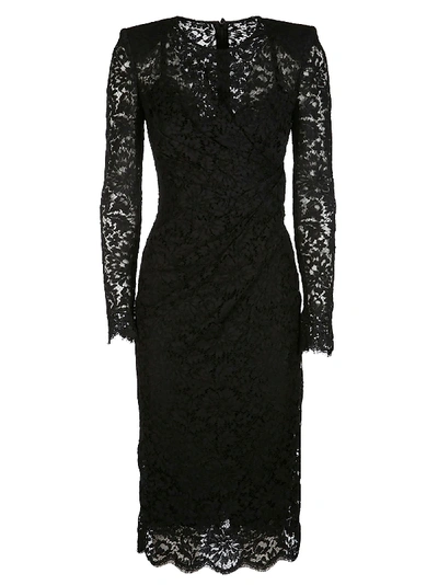 Shop Dolce & Gabbana Black Cotton Blend Dress