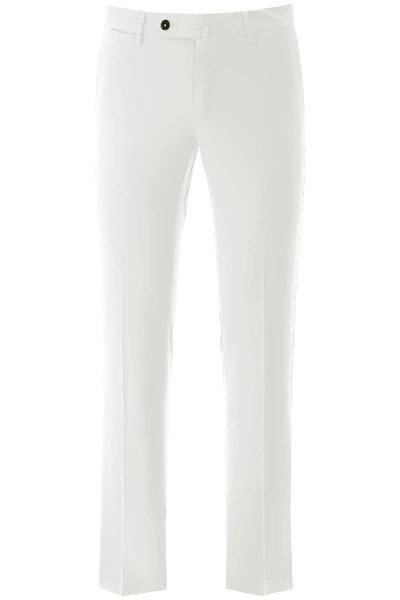 Shop Pt01 Superslim Fit Cotton Pants In Bianco (white)