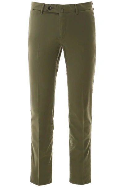 Shop Pt01 Superslim Fit Cotton Pants In Militare (khaki)