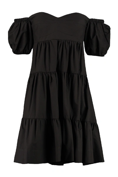 Shop Pinko Ramon Flounce Mini Dress In Black