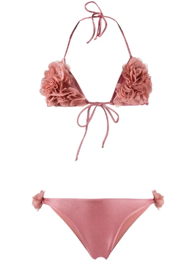 Shop La Reveche Shayna Bikini Set In Shiny Pink