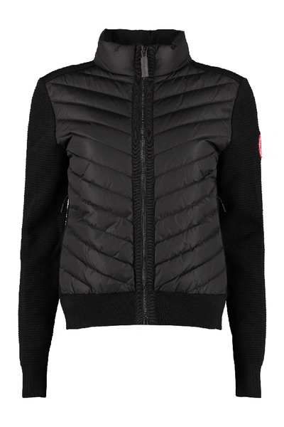 Shop Canada Goose Hybridge Knit Jacket With Padded Panel In Black