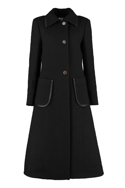 Shop Loewe Wool Coat In Black