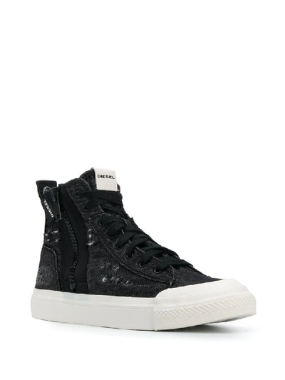 Shop Diesel Zip High-top Sneakers In Black