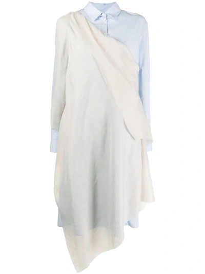 Shop Chalayan Draped Shirt Dress In Blue