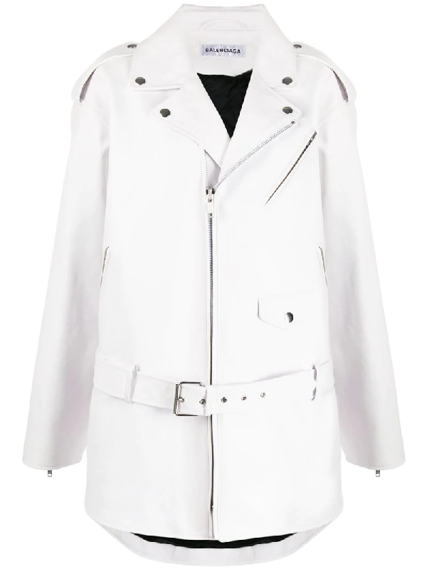 balenciaga white leather jacket