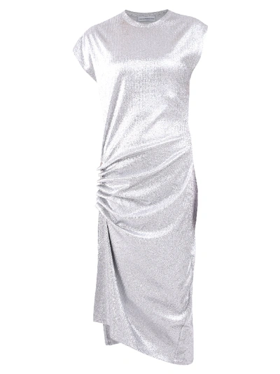 Shop Rabanne Ruched Dress In Silver