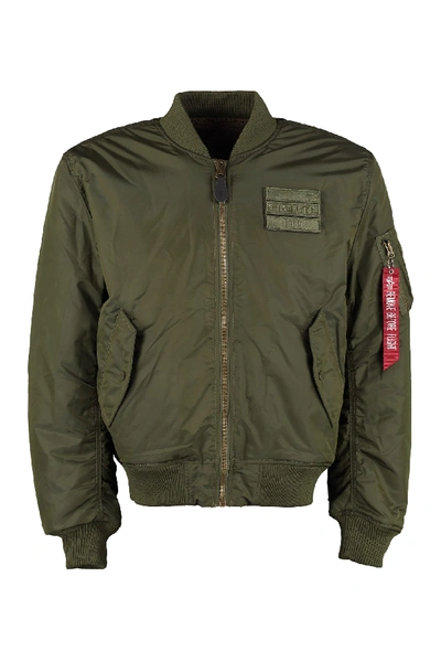 Shop Alpha Industries Ma-1 Flc Padded Bomber Jacket In Green