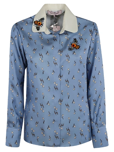 Shop Dice Kayek Bee Patched Shirt In Sky Blue