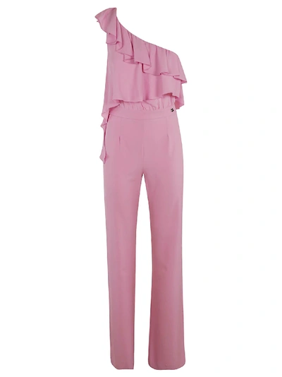Shop Be Blumarine Asymmetric Ruffled Jumpsuit In Pink