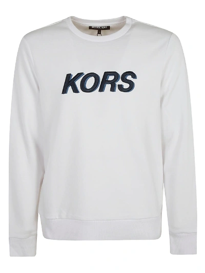 Shop Michael Kors Logo Embroidered Sweatshirt In White