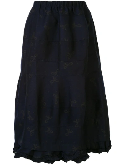 Shop Comme Des Garçons Frayed Hem A-line Skirt In Blue