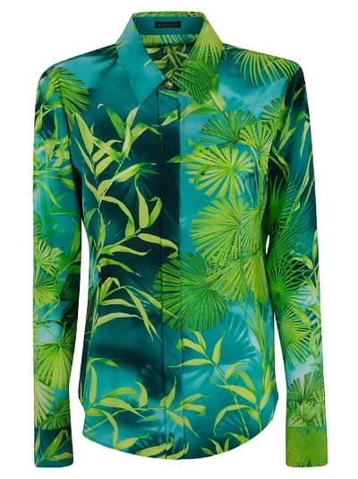 Shop Versace Leaf Printed Shirt In Green