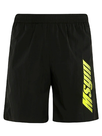 Shop Msgm Logo Printed Shorts In Black