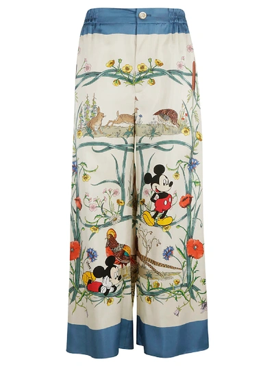 Shop Gucci Mickey Mouse Printed Trousers In Ivory