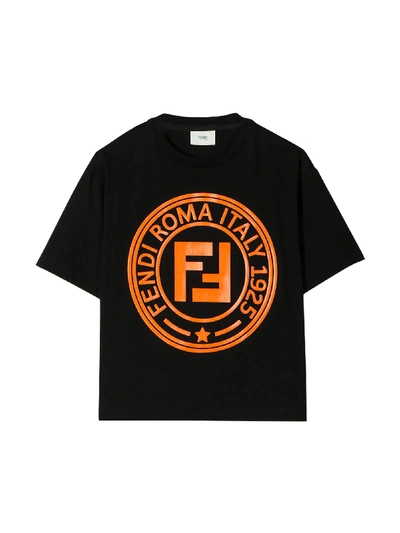 Shop Fendi Black T-shirt In Nero/arancio