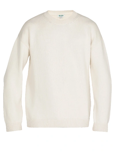 Shop Kenzo Cotton Blend Sweater In Ecru