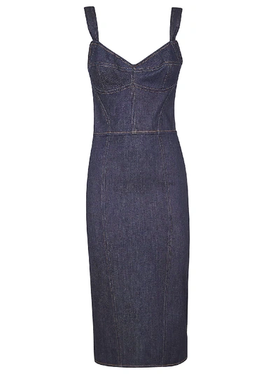 Shop Dolce & Gabbana Rear Zipped Denim Dress In Blue