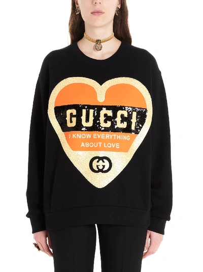 Shop Gucci Heart Sweatshirt In Black