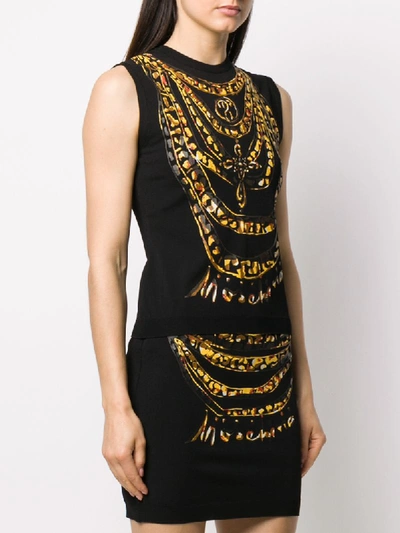 Shop Moschino Chain Print Tank Top In Black