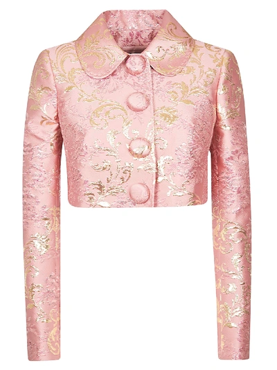 Shop Dolce & Gabbana Embroidered Cropped Top In Pink