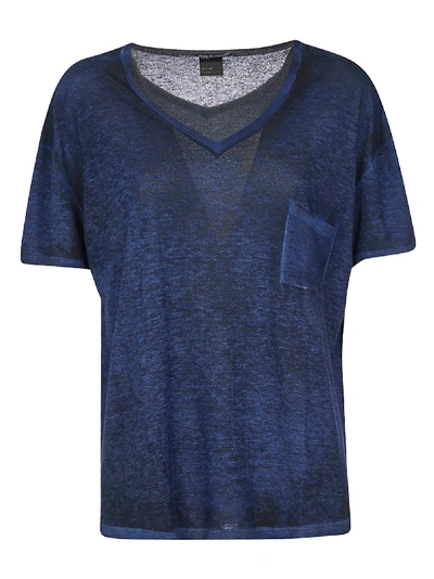 Shop Avant Toi Loose V-neck T-shirt In Blue