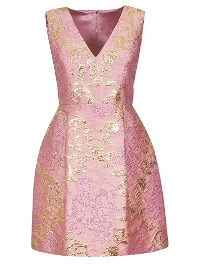 Shop Dolce & Gabbana Floral V-neck Dress In Pink