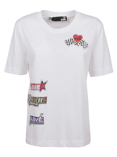 Shop Love Moschino White Cotton T-shirt