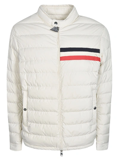 Shop Moncler Buttoned Collar Padded Jacket In White