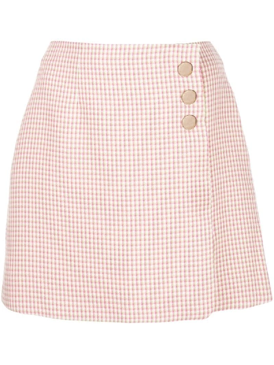 Shop Alexa Chung Checked A-line Skirt In Pink